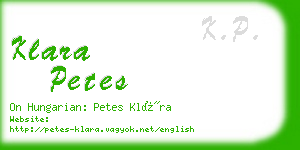 klara petes business card